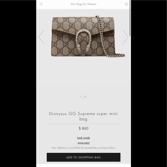 Gucci Handbags - Dionysus GG Supreme super mini bag